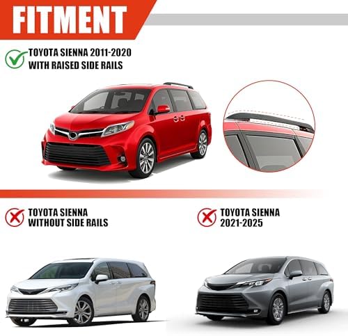 Roof Rack Cross Bars for 2011-2020 Toyota Sienna 396lbs Lockable Roof Rails - Image 3