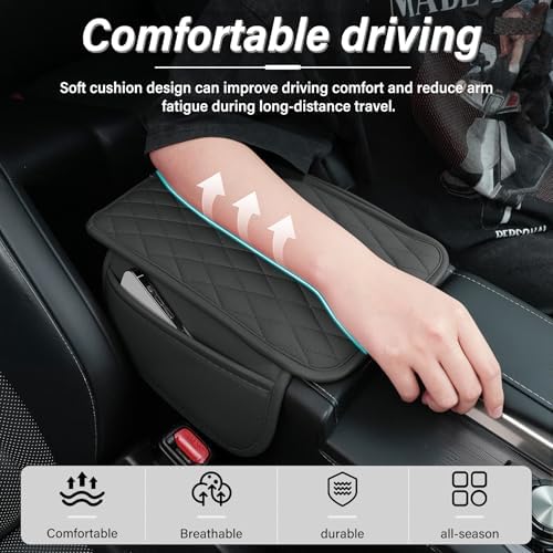 Amiss Car Center Console Cover, Upgraded Leather Car Armrest Cushion - Image 6