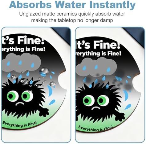 Ceramic Car Cup Holder Coasters Set of 2, 2.56 in Little Monster - Image 5