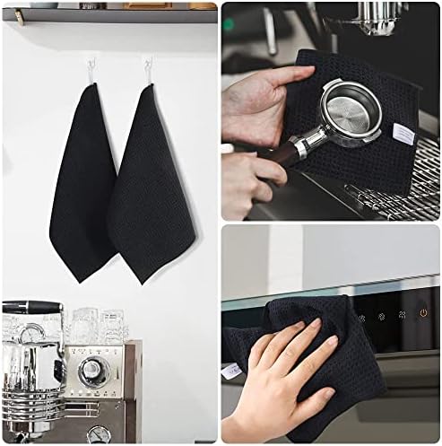 KinHwa Waffle Microfiber Dish Cloths Black Kitchen Towels, Cleaning Cloth - Image 6