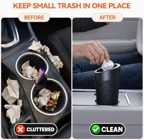 Car Trash Can with Lid, 2 Pack Mini Cup Holder Trash Can with 60 Bags, 900ML - Image 5