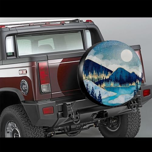 Blue Gold Spare Tire Cover Mountain Tree Star Wheel Cover 17 Inch - Image 5