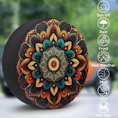 Rv Spare Tire Cover Wheel Vintage Mandala Flower Tire Covers Wheel Protectors - Image 3