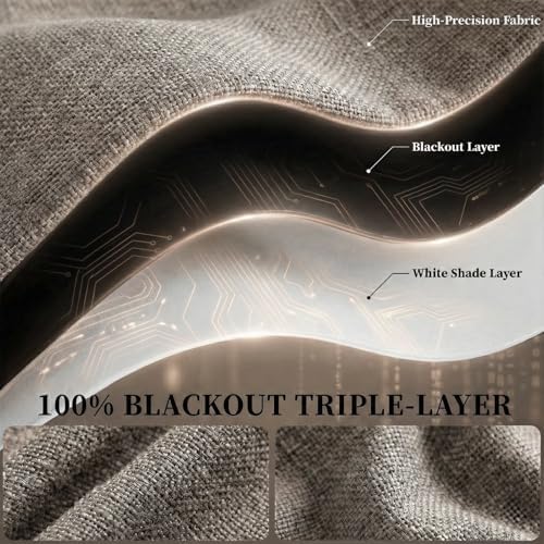 100% Blackout French Door Curtains, Room Darkening Shades Small Window Curtain - Image 4
