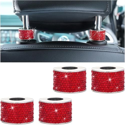 4PCS Crystal Rhinestone Bling Car Headrest Collars, Automotive Magnetic by MINGZAIQIPEI