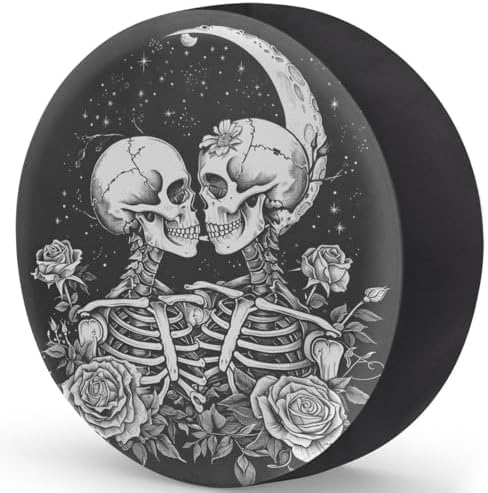 Rv Spare Tire Cover Wheel Halloween Skull Rose Skeletal Tire Covers Wheel - Image 2