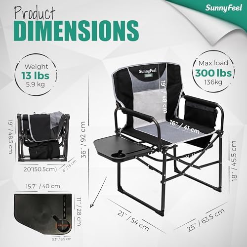 SUNNYFEEL Oversized Camping Chair Portable Directors Chairs - Image 3