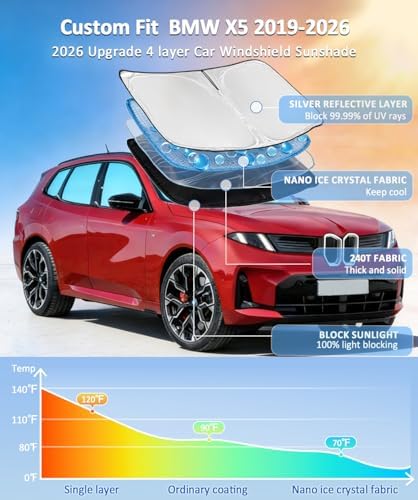 Sun Shade Sunshade for BMW X5 2019-2025 2026 Windshield Cover - Image 2