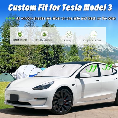 KMF 7pcs Thicken Sun Shades for Tesla Model 3 Accessories 2018-2024, Car Window - Image 2