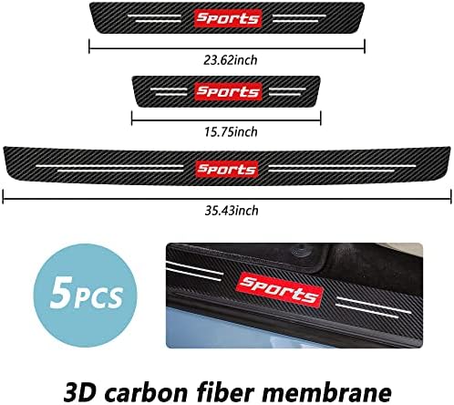 5PCS Car Door Sill Protector, Carbon Fiber Sport Threshold/Rear Bumper Guard - Image 2