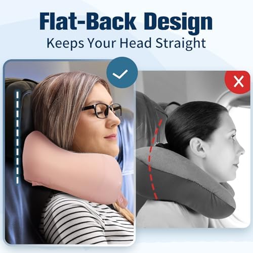 Cirorld Neck Pillow for Traveling, Travel Pillows for Airplanes Light Pink - Image 2