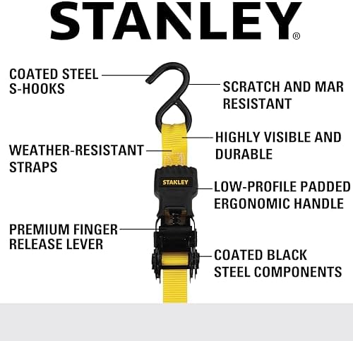 STANLEY 1" x 10' x 1, 500 lbs Light-Duty Ratchet Straps - Image 2