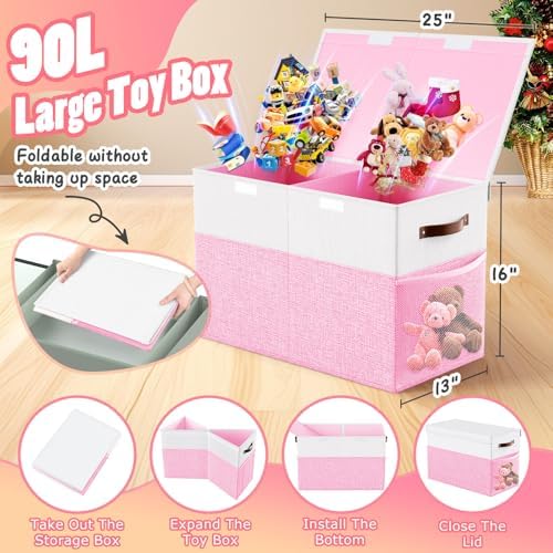 Large Toy Storage Box with Lid & Dividers, Kids Toy Chest - Image 2