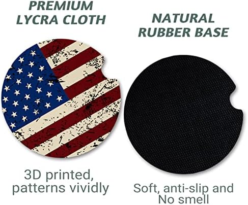 Yonlevres Car Coasters for Cup Holders, American Flag, 2 Pack - Image 5