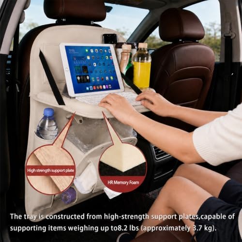 Backseat Car Organizer with Tray, 2 Pack Leather Seat Storage - Image 4
