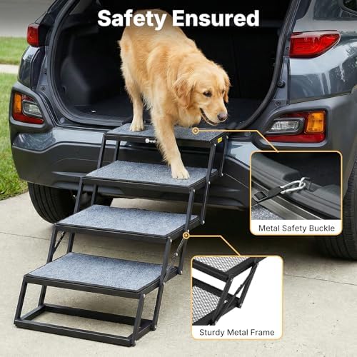 Veehoo Foldable Dog Steps for Car SUV, Large Dogs Car Stairs Extra Wide 20" - Image 5