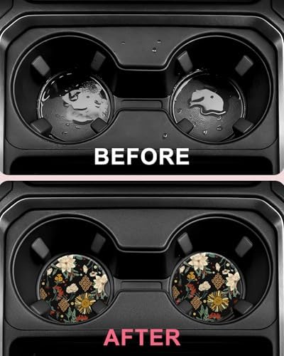 Swooflia Elegant Ceramic Car Coasters Vintage Floral Cup Holder Coasters - Image 4