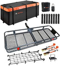 Hitch Mount Cargo Carrier Rack Basket 60"*20"*6"+Waterproof Bag 16 Cu.Ft. by MeeFar