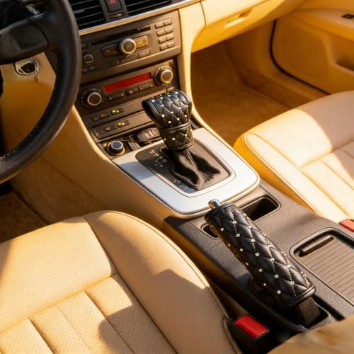 2 Pcs Bling Bling Auto Car Shift Gear Cover & Handbrake Cover - Image 3