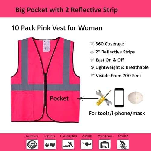 Pink Safety Vests 10 Pack - Image 2