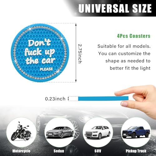 Ziciner 4 Pack Bling Car Cup Holder Coaster, 2.75 Inch Anti-Slip Auto Insert - Image 2