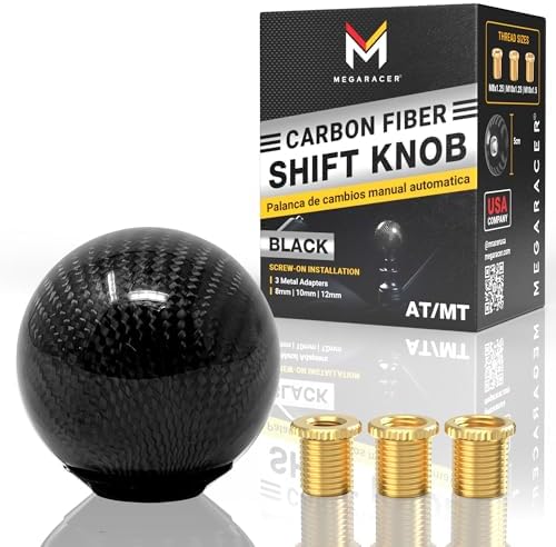JDM Style Carbon Fiber Weighted Ball Shift Knob, Gear Stick Shifter by MegaRacer