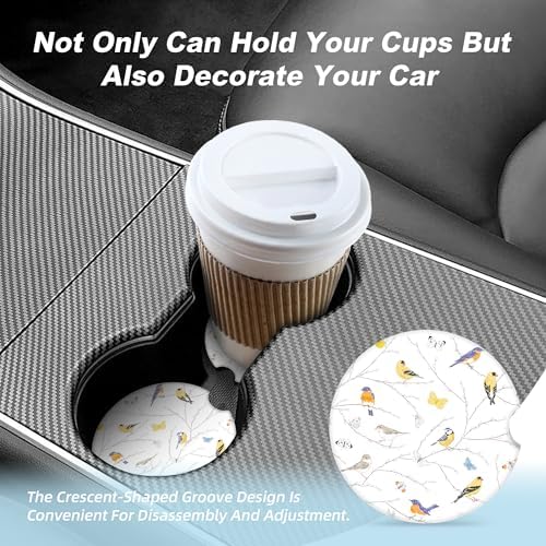 Bird Butterfly Car Coasters for Cup Holders, 2 Pack Car Cup Holder Coasters for - Image 7