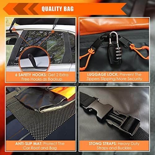 Car Roof Bag Rooftop Cargo Carrier Bag Waterproof 15 Cubic Feet roof Cargo - Image 5