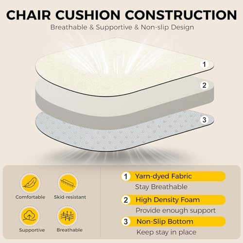 downluxe Indoor Chair Cushions for Dining Chairs, Foam Kitchen Chair Pads - Image 3
