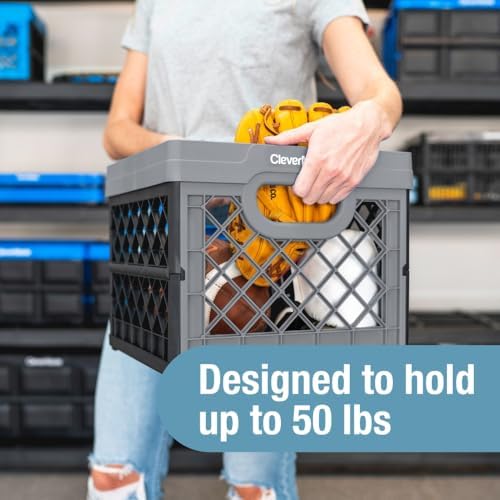 CleverMade Collapsible Milk Crate, 25L Storage Crate, Holds 50 lb - Image 3
