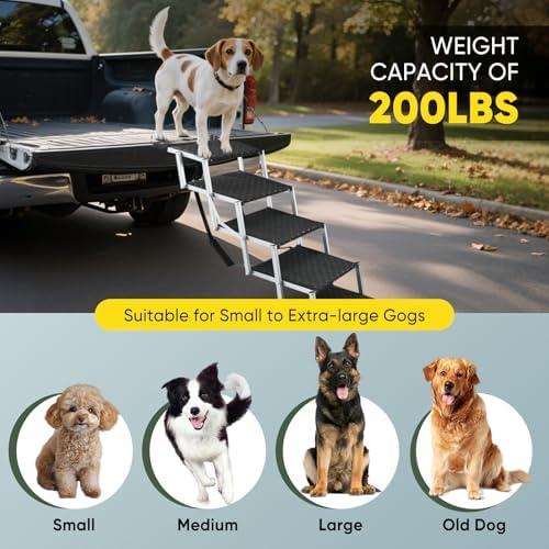 Sakerplus Dog Stairs for Large Dogs, 17.7” Wide Dog Ramps for Car 5 Steps - Image 5