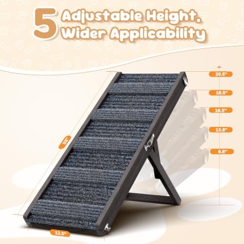 Pawaboo Dog Ramp for Couch Foldable, 5 Ajustable Height from 9.8" to 20.5" - Image 2