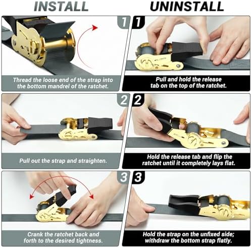 Ohuhu Ratchet Tie Down Straps 1" x 15' - Image 6