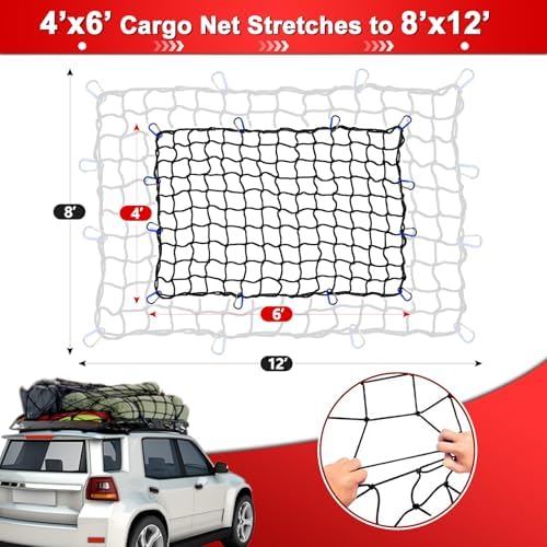Cargo Net 4' x6' Stretches to 8' x 12' Truck Cargo Net - Image 2
