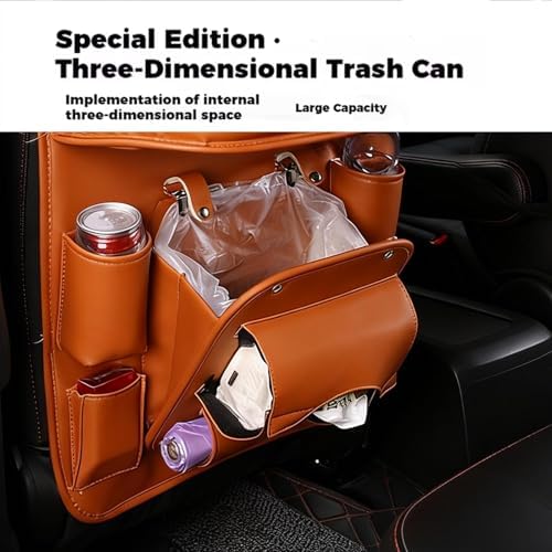 Car Backseat Organizer with Foldable Table Tray, PU Leather Seat Back Organizer - Image 4