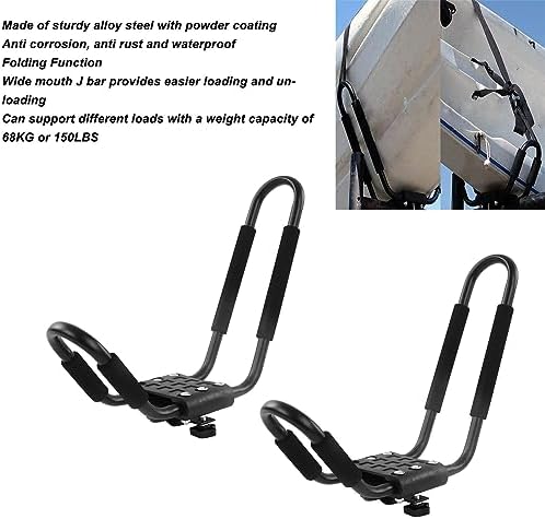 Kayak Roof Top Mount Rack, 2 Pair Foldable Kayak Car Rack Roof Top Mount 68KG - Image 4