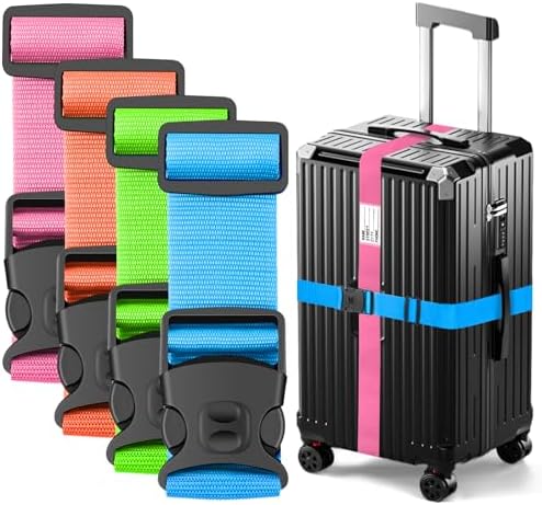 BILIONE Luggage Straps for Suitcases, Adjustable Lockable Suitcase Straps by BILIONE