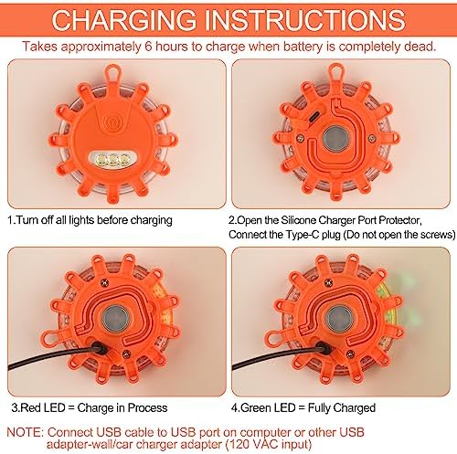 AK LED Road Flares Rechargeable Safety Flashing Warning Light Roadside - Image 3