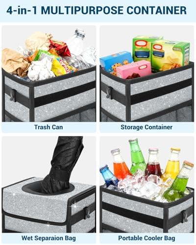 Capolo Car Trash Can with Lid, Leakproof Car Garbage Can Car Trash Bag - Image 5