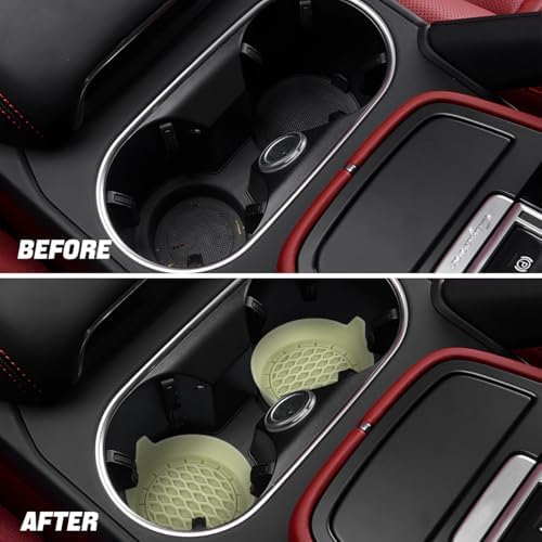 Zpana 4PCS 3.15 Inch Car Cup Holder Coasters Silicone Non-Slip Apricot - Image 5