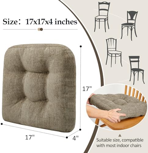downluxe Chair Cushions for Dining Chairs 4 Pack, Tufted Indoor Chair Pads - Image 4