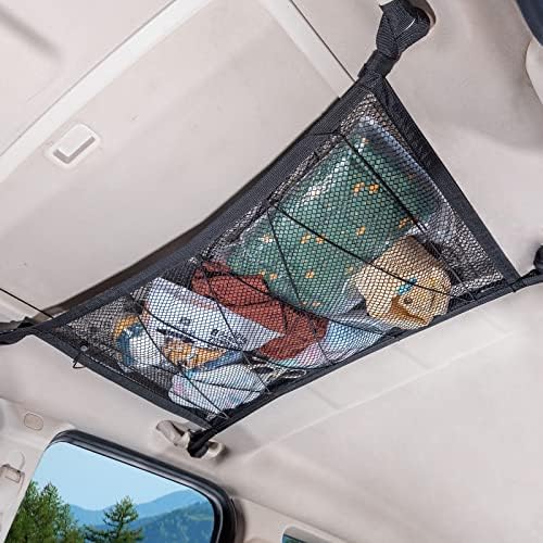 Car Ceiling Cargo Net 35.4" x 23.6", Double Layer Roof Storage Organizer by Kaskawiselife