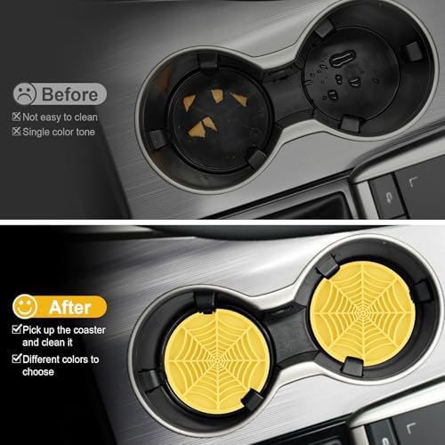 Alpmosn 4PCS Spider Web Car Cup Holders, Halloween Non-Slip Silicone Insert - Image 5