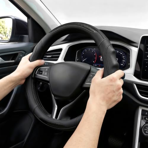 Leather Car Steering Wheel Cover, 14.5-15Inch Anti-Slip Steering Wheel Cover - Image 3