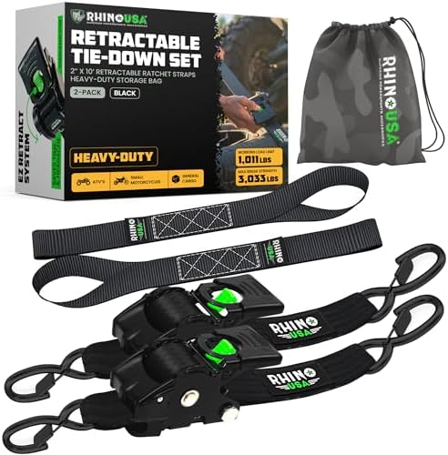 Rhino USA Retractable Ratchet Straps - 2in x 10ft by RhinoUSAInc