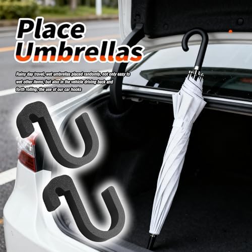 2PCS Double Car Umbrella Hook, No Drilling Car Umbrella Holder Stable Placement - Image 7