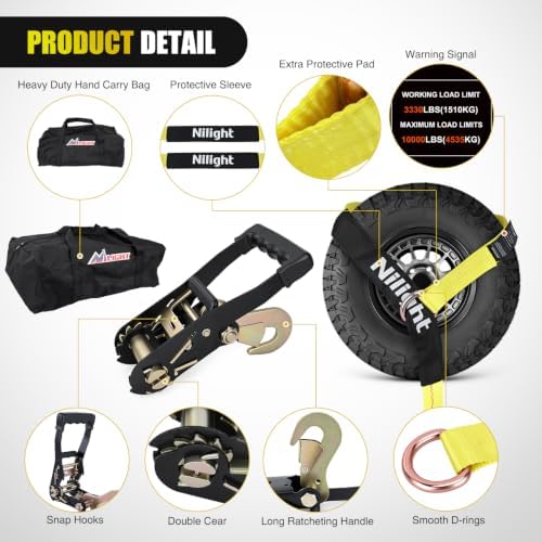 Nilight Tire Tie Down Straps 2" x 120" - Image 3