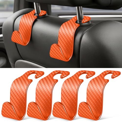 SINGARO Universal 4 Pack Car Seat Headrest Purse Hook, Carbon Fiber Back Seat by SINGARO