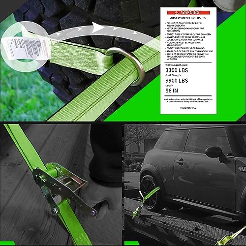 Tire Straps, 4 Pack 2"x96" Car Tie Downs - Image 6
