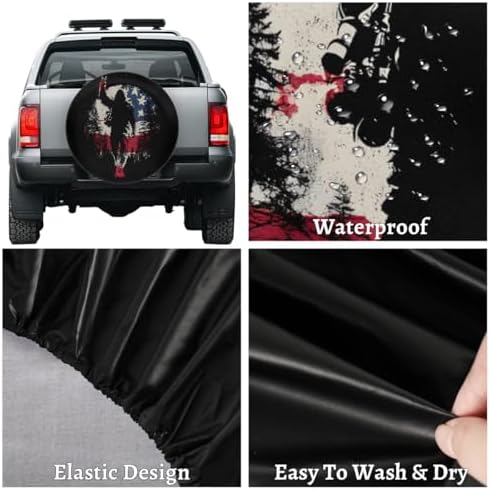 Rv Spare Tire Cover Wheel Bigfoot Funny USA Flag Tire Covers Wheel Protectors - Image 4